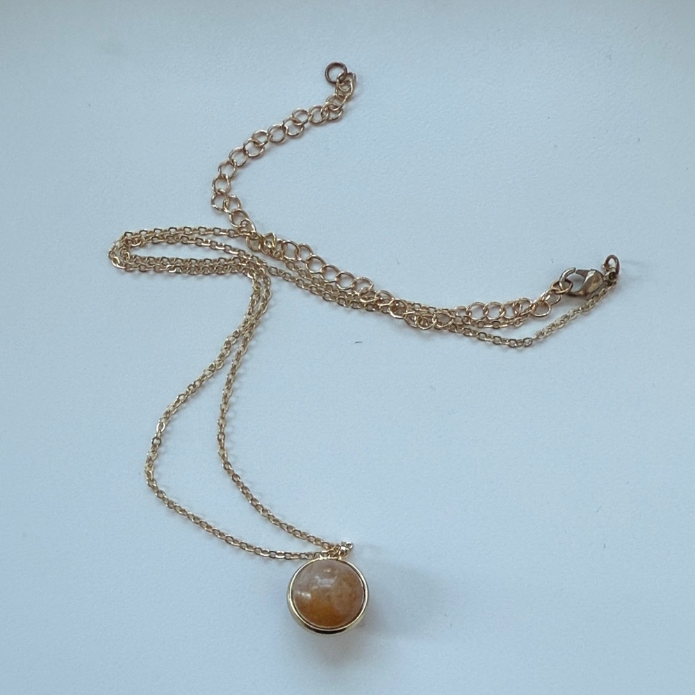 Elegant Gold Pendant Necklace w/ Stone Charm